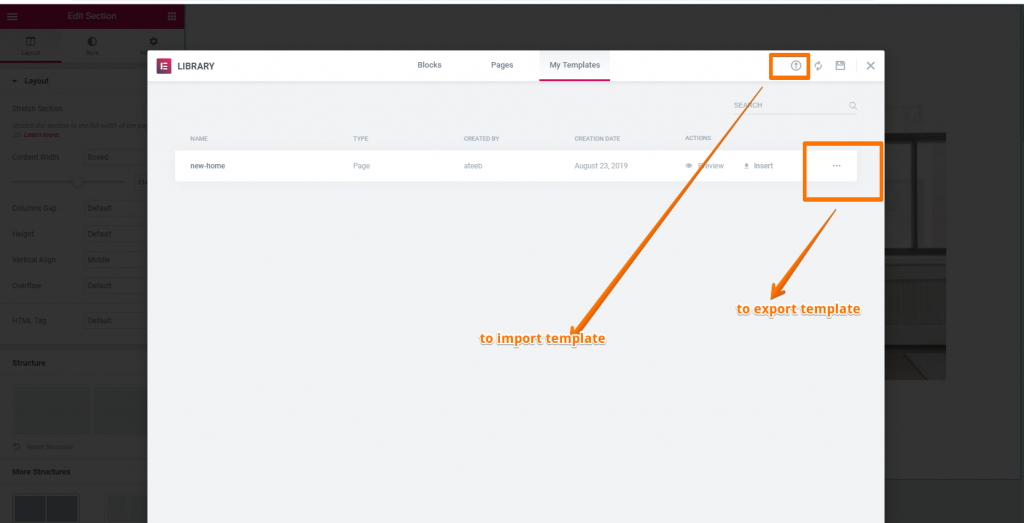 Import and Export in Elementor 