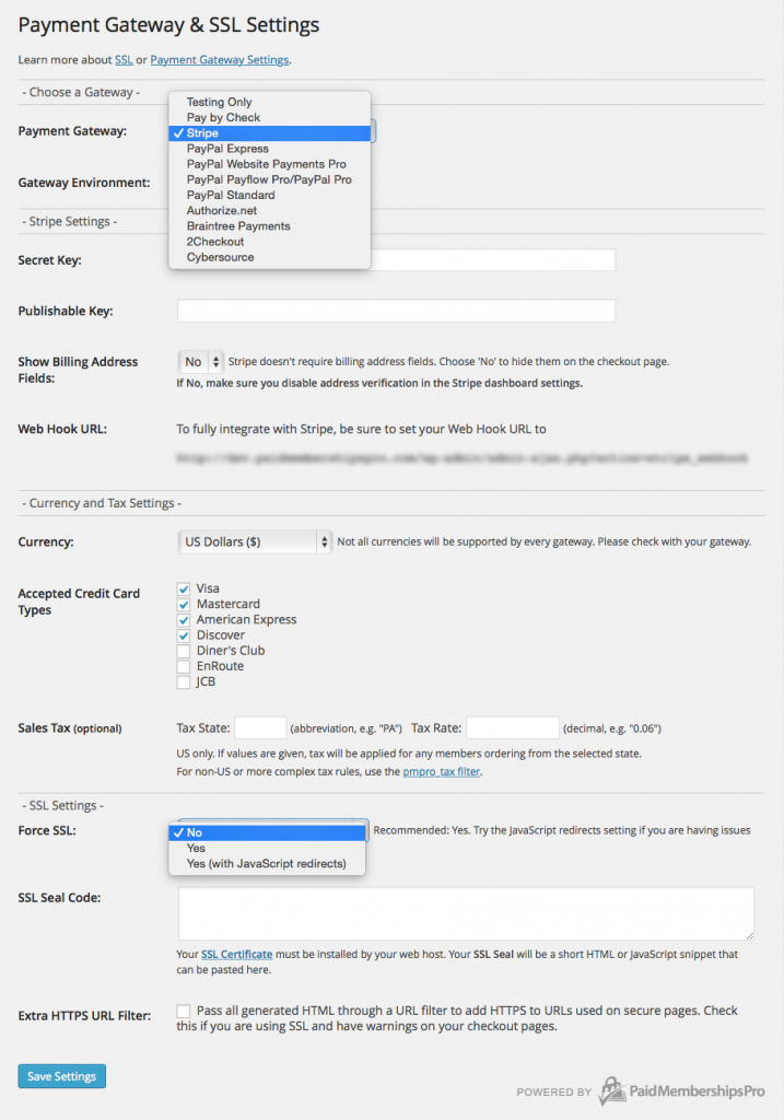 Payment Gateway and SSL settings