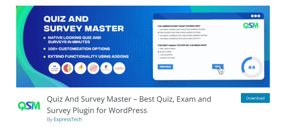 Quiz and Survey Master. 