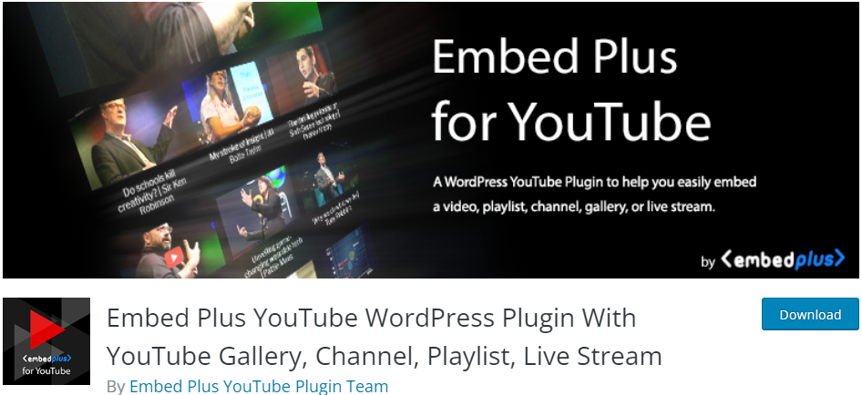 Embed Plus for YouTube Plugin