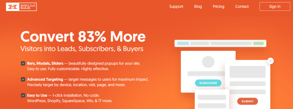 hello bar plugin for WordPress lead generation