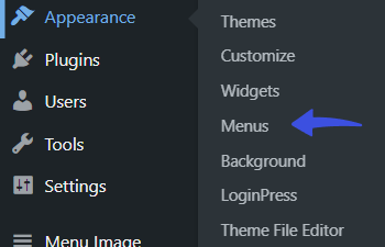 Appearance > Menus