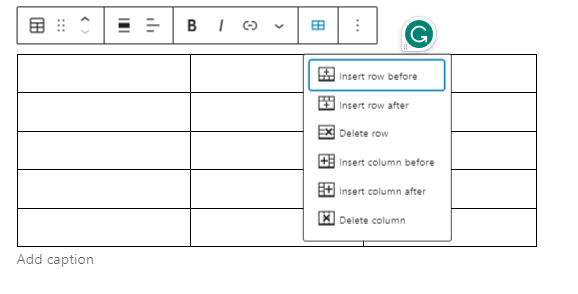 add changes in table